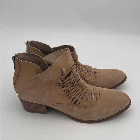 Coldwater creek Tan Leather Ankle Boots women 8M Suede casual office Festival - Picture 6 of 15